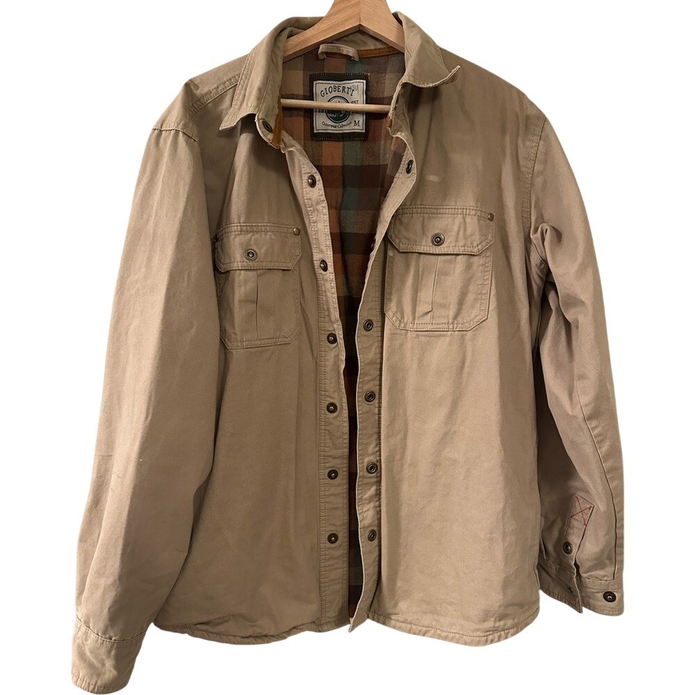 Gioberti Mens Tan‎ Canvas Flannel Lined Workwear Shirt Jacket Medium